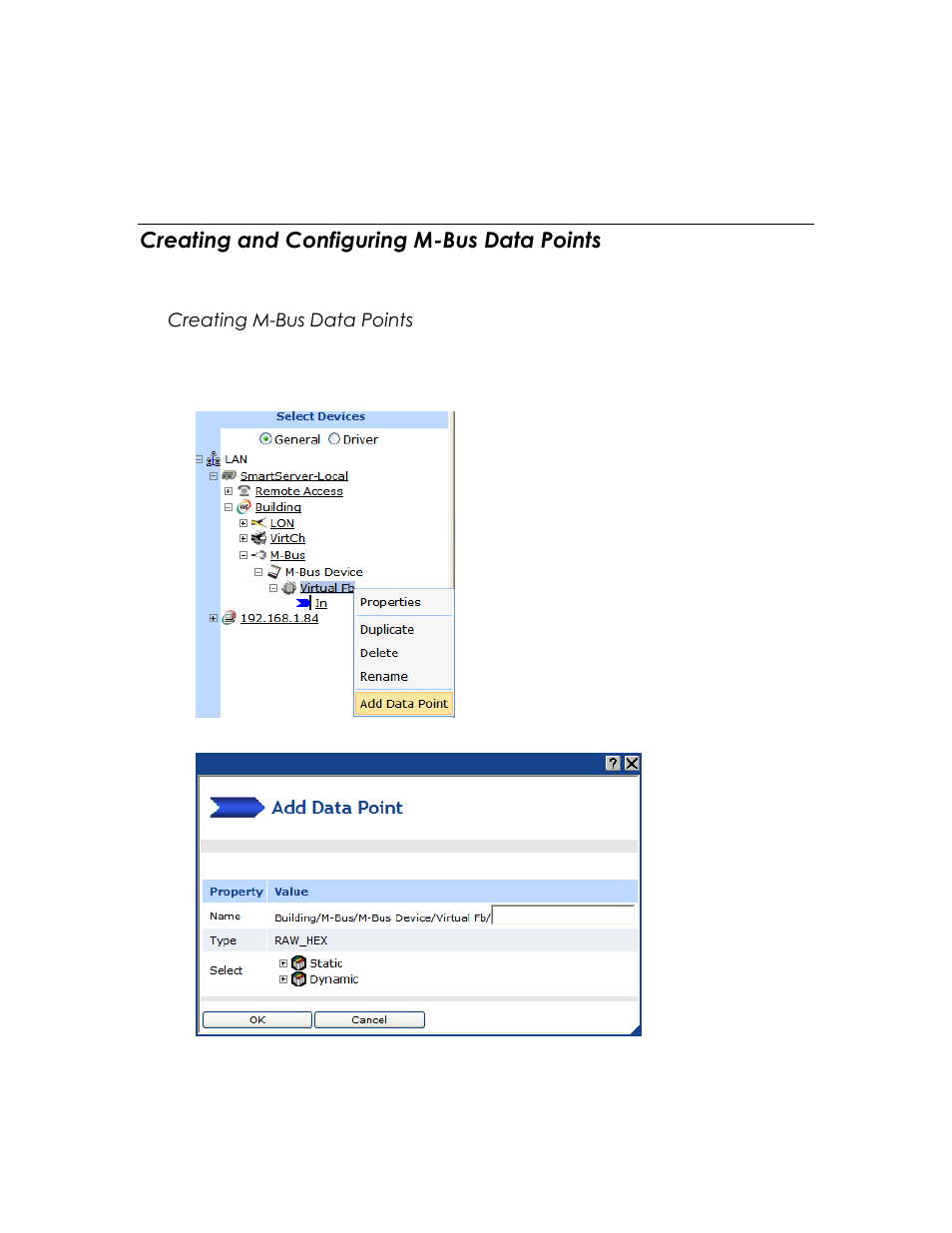 Creating and configuring m-bus data points, Creating m-bus data points | Echelon SmartServer 2.2 User Manual | Page 293 / 560
