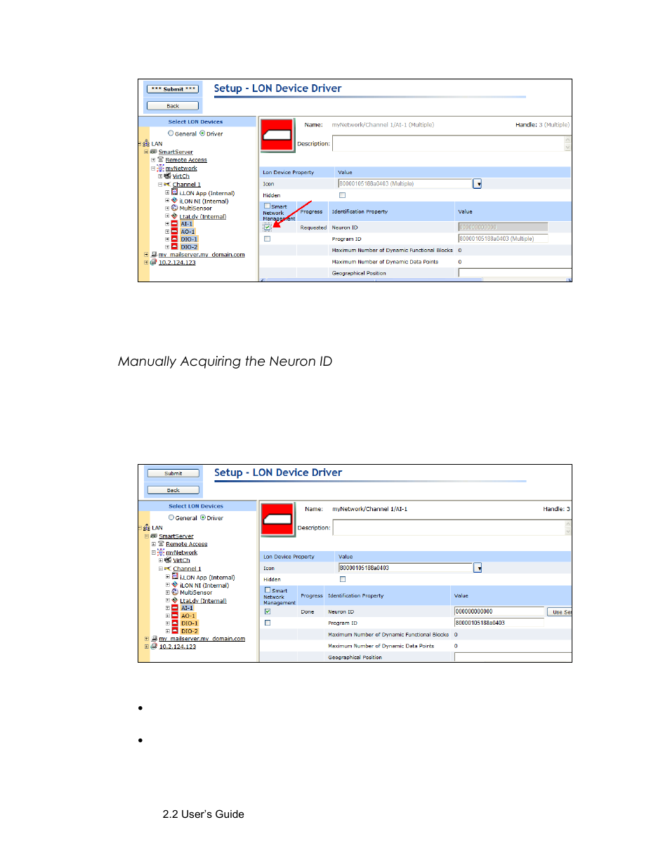 Manually acquiring the neuron id | Echelon SmartServer 2.2 User Manual | Page 304 / 560