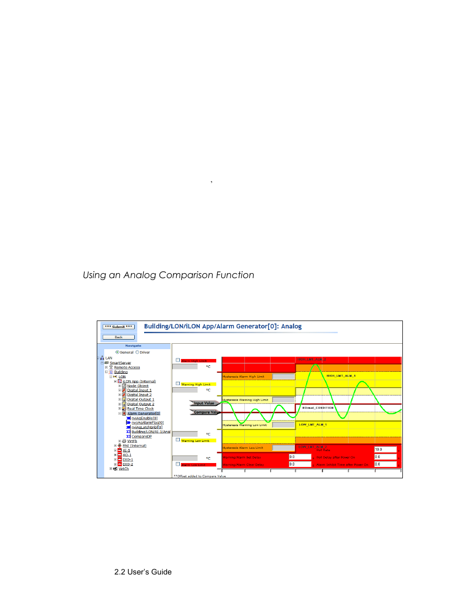 Using an analog comparison function | Echelon SmartServer 2.2 User Manual | Page 336 / 560