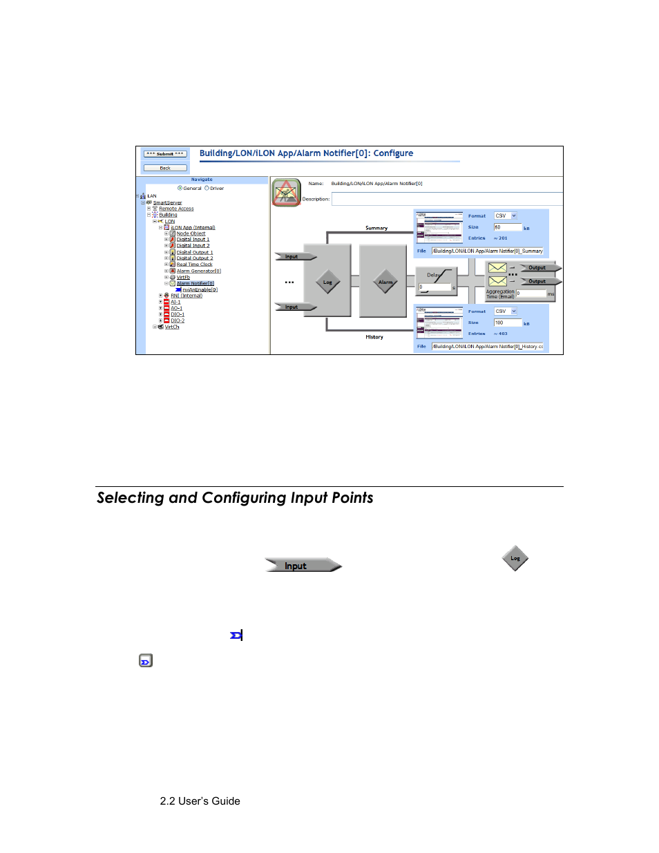 Selecting and configuring input points, Select and configure input points | Echelon SmartServer 2.2 User Manual | Page 344 / 560