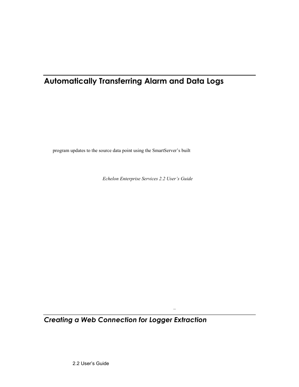 Automatically transferring alarm and data logs, Creating a web connection for logger extraction | Echelon SmartServer 2.2 User Manual | Page 420 / 560