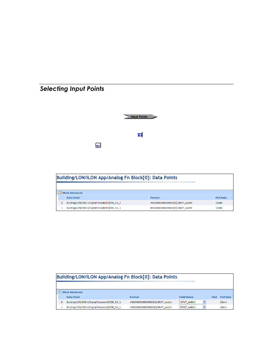 Selecting input points | Echelon SmartServer 2.2 User Manual | Page 451 / 560