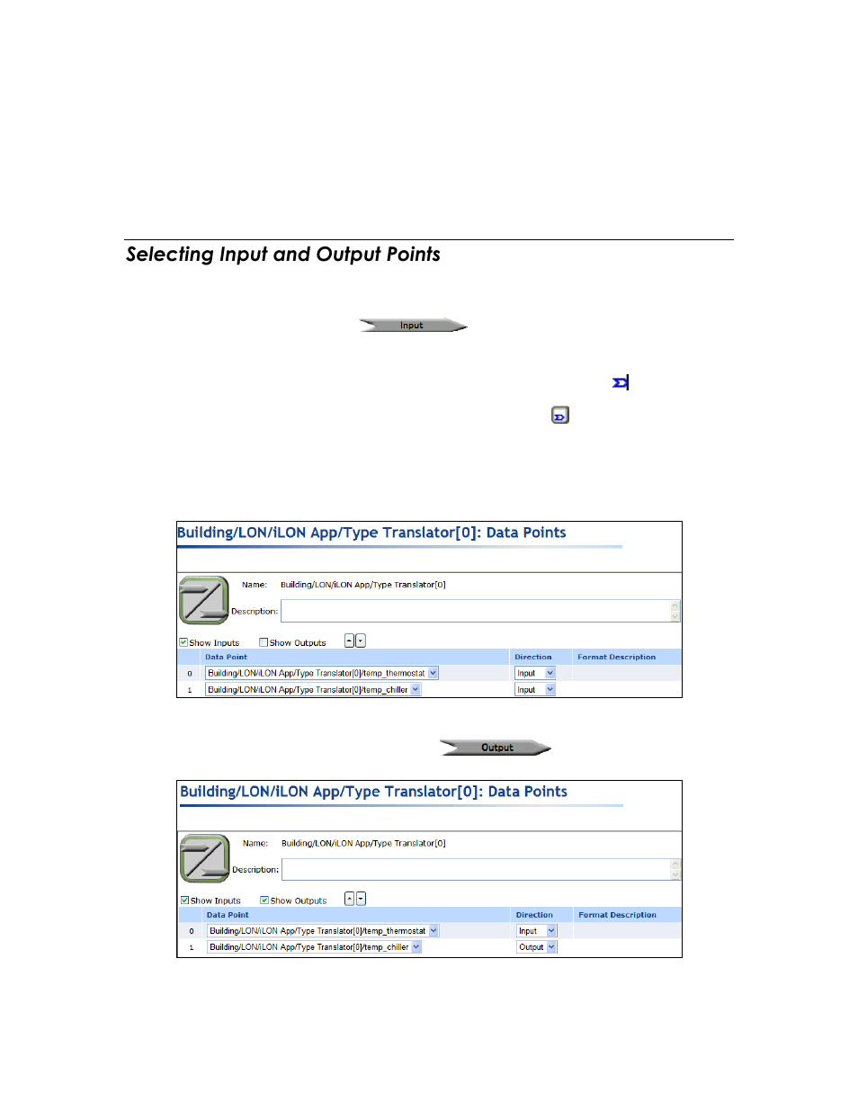 Selecting input and output points | Echelon SmartServer 2.2 User Manual | Page 463 / 560