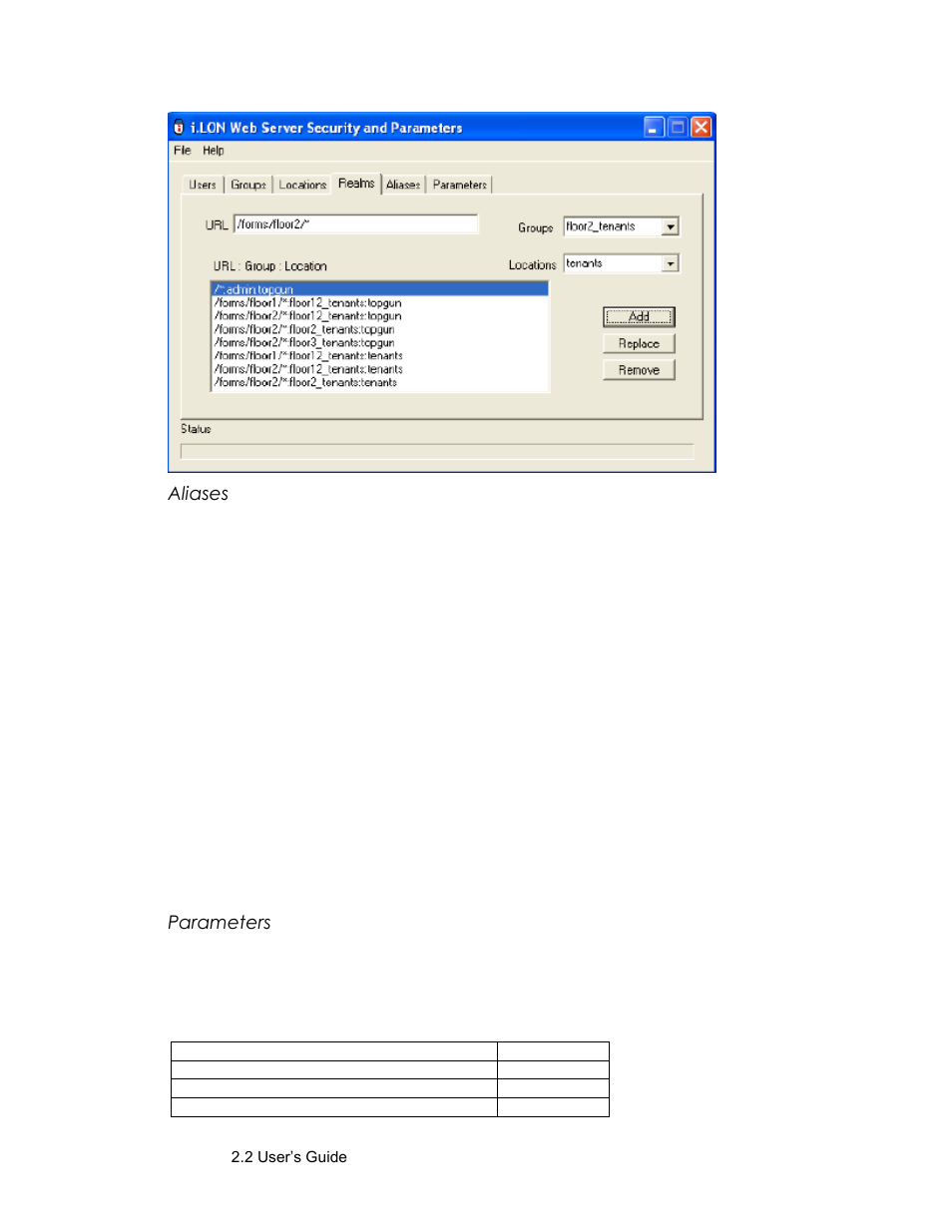 Aliases, Parameters | Echelon SmartServer 2.2 User Manual | Page 526 / 560