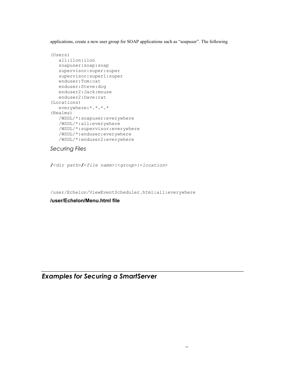 Securing files, Examples for securing a smartserver | Echelon SmartServer 2.2 User Manual | Page 529 / 560
