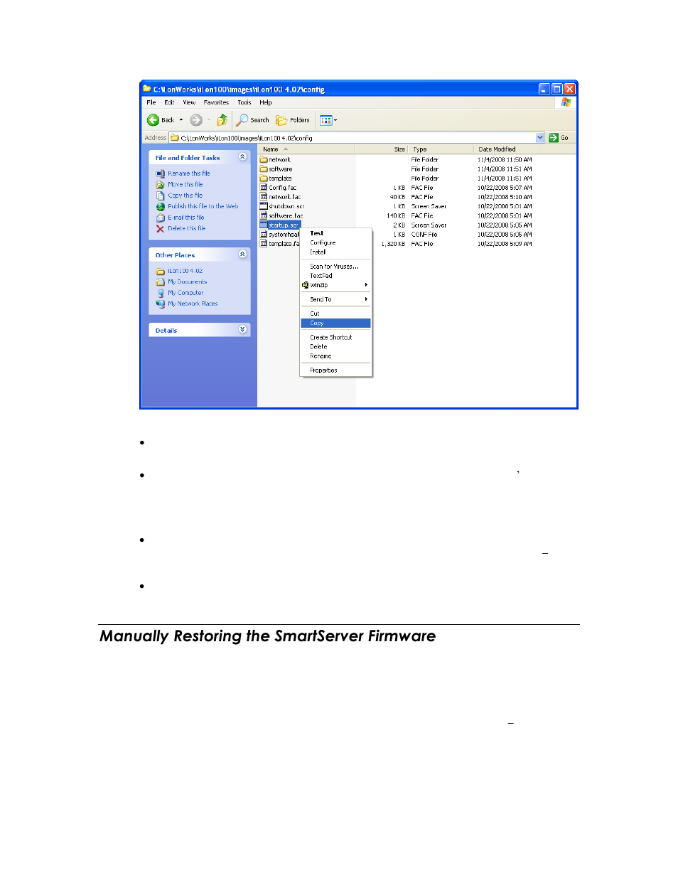 Manually restoring the smartserver firmware | Echelon SmartServer 2.2 User Manual | Page 543 / 560