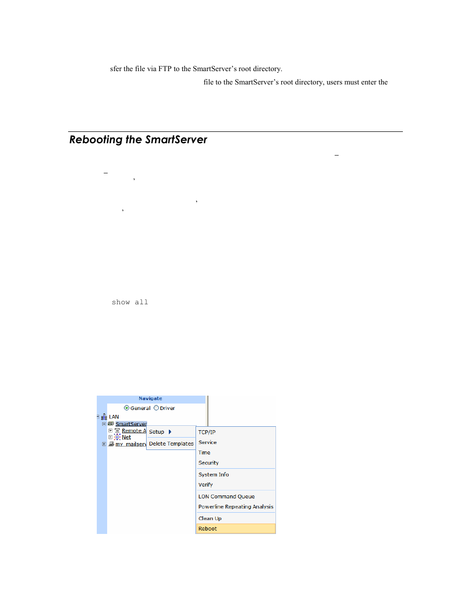 Rebooting the smartserver, Reboot the smartserver | Echelon SmartServer 2.2 User Manual | Page 55 / 560