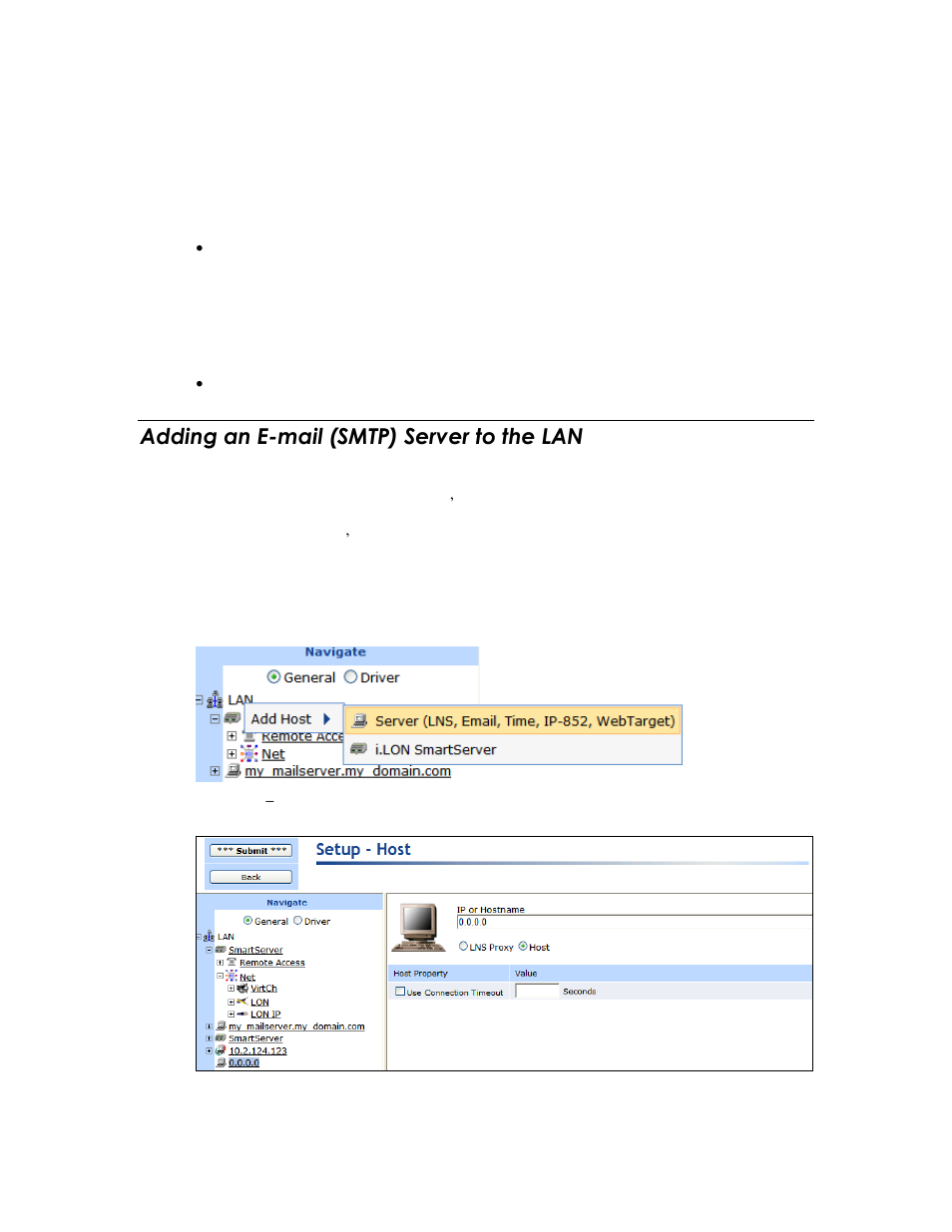 Adding an e-mail (smtp) server to the lan | Echelon SmartServer 2.2 User Manual | Page 73 / 560