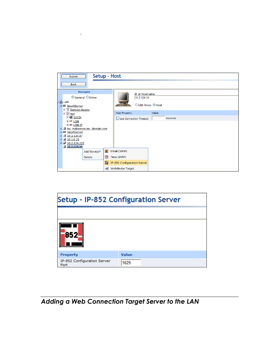 Adding a web connection target server to the lan | Echelon SmartServer 2.2 User Manual | Page 79 / 560