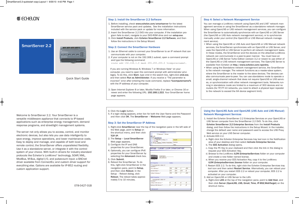 Echelon SmartServer 2.2 User Manual | 2 pages