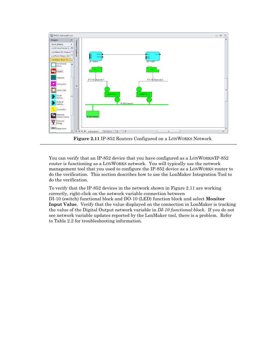 Verifying lonworks/ip-852 router functionality, Verifying l, Ip-852 router functionality | Echelon IP-852 Channel User Manual | Page 25 / 56