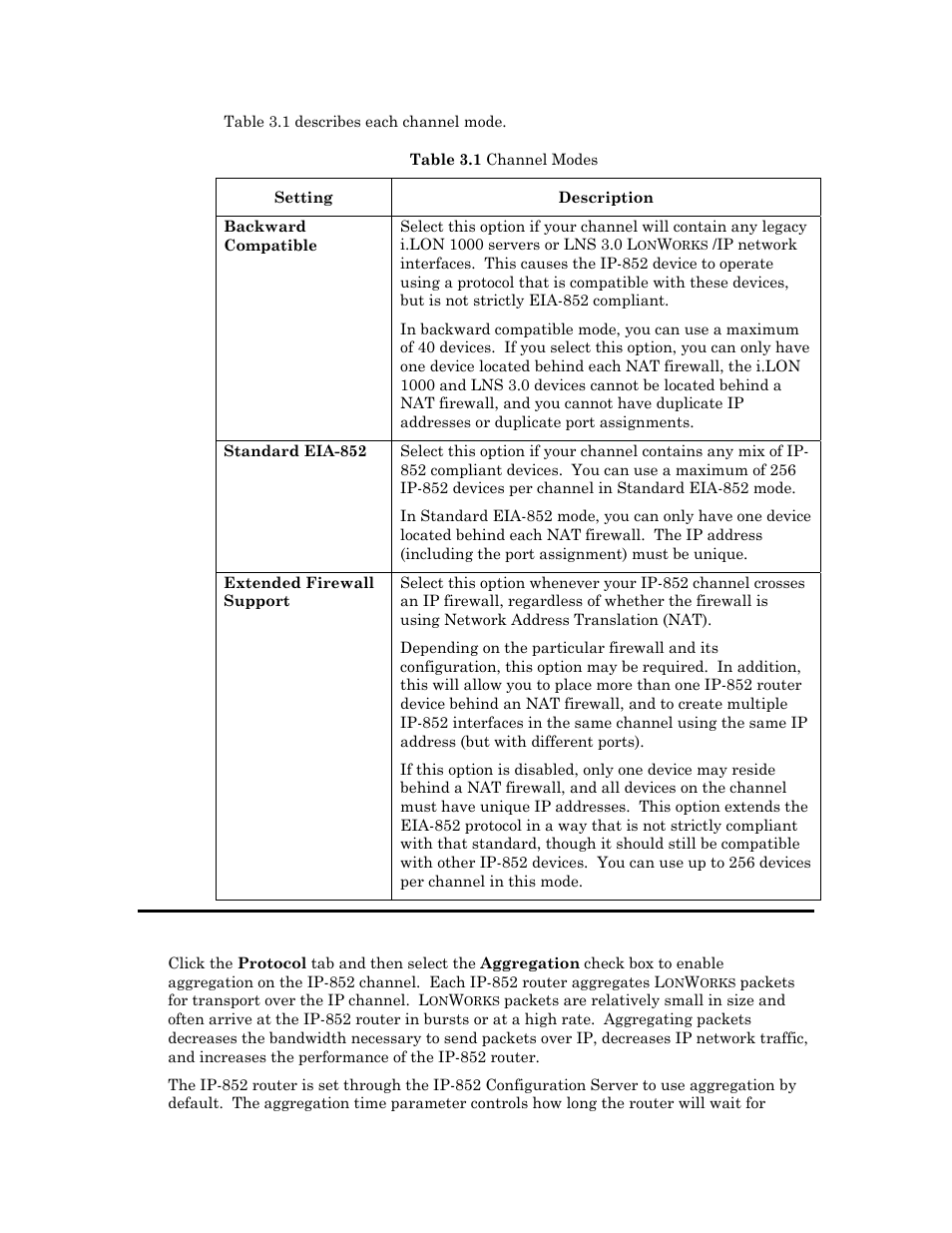 Aggregation | Echelon IP-852 Channel User Manual | Page 31 / 56