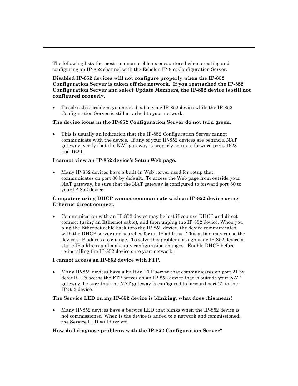 Common troubleshooting problems | Echelon IP-852 Channel User Manual | Page 54 / 56