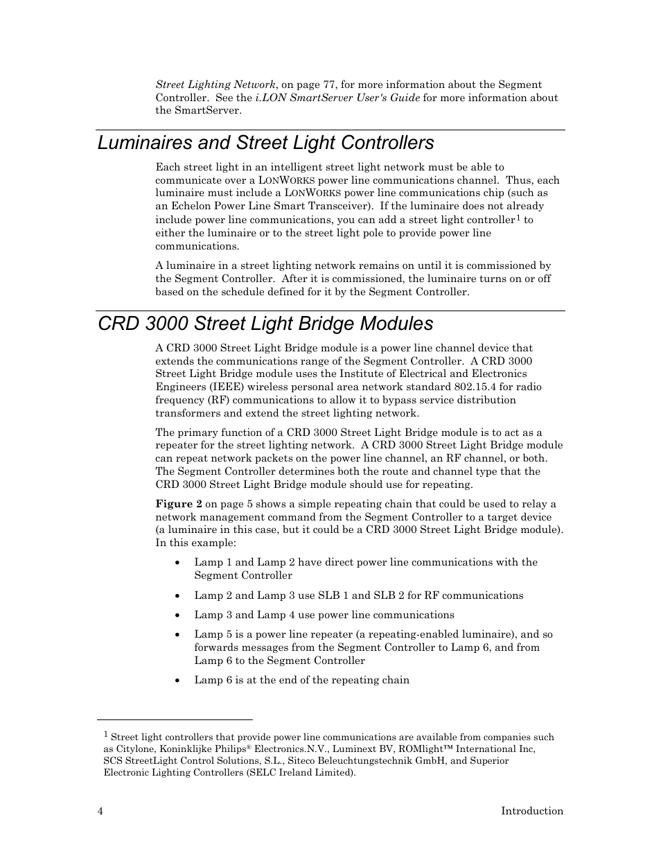 Luminaires and street light controllers, Crd 3000 street light bridge modules | Echelon Lumewave CRD 3000 Street Light Bridge User Manual | Page 14 / 124