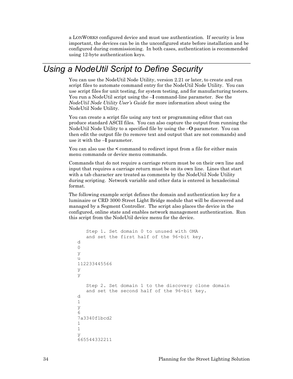 Using a nodeutil script to define security | Echelon Lumewave CRD 3000 Street Light Bridge User Manual | Page 44 / 124