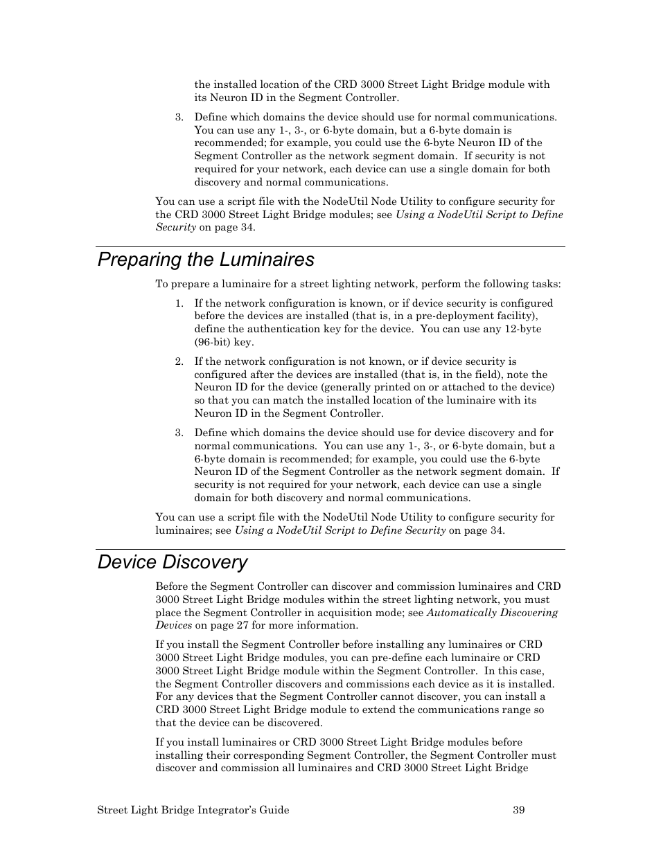 Preparing the luminaires, Device discovery | Echelon Lumewave CRD 3000 Street Light Bridge User Manual | Page 49 / 124