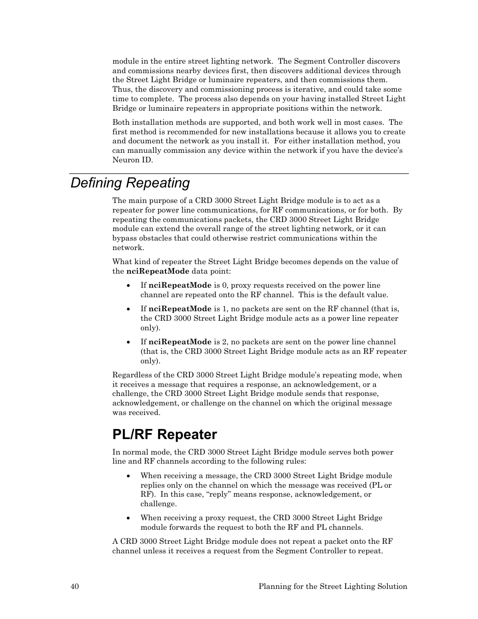 Defining repeating, Pl/rf repeater | Echelon Lumewave CRD 3000 Street Light Bridge User Manual | Page 50 / 124