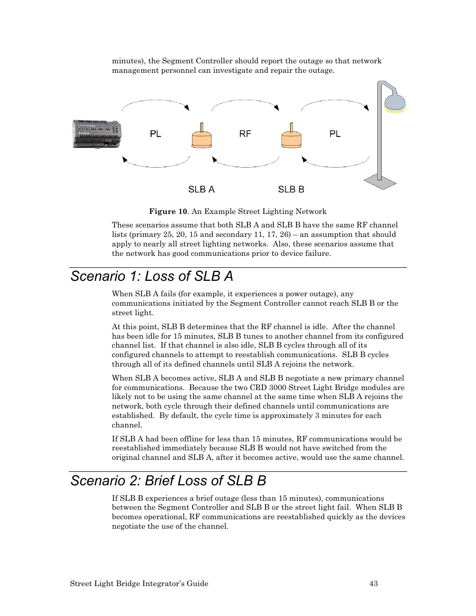 Scenario 1: loss of slb a, Scenario 2: brief loss of slb b, Figure 10 | Echelon Lumewave CRD 3000 Street Light Bridge User Manual | Page 53 / 124