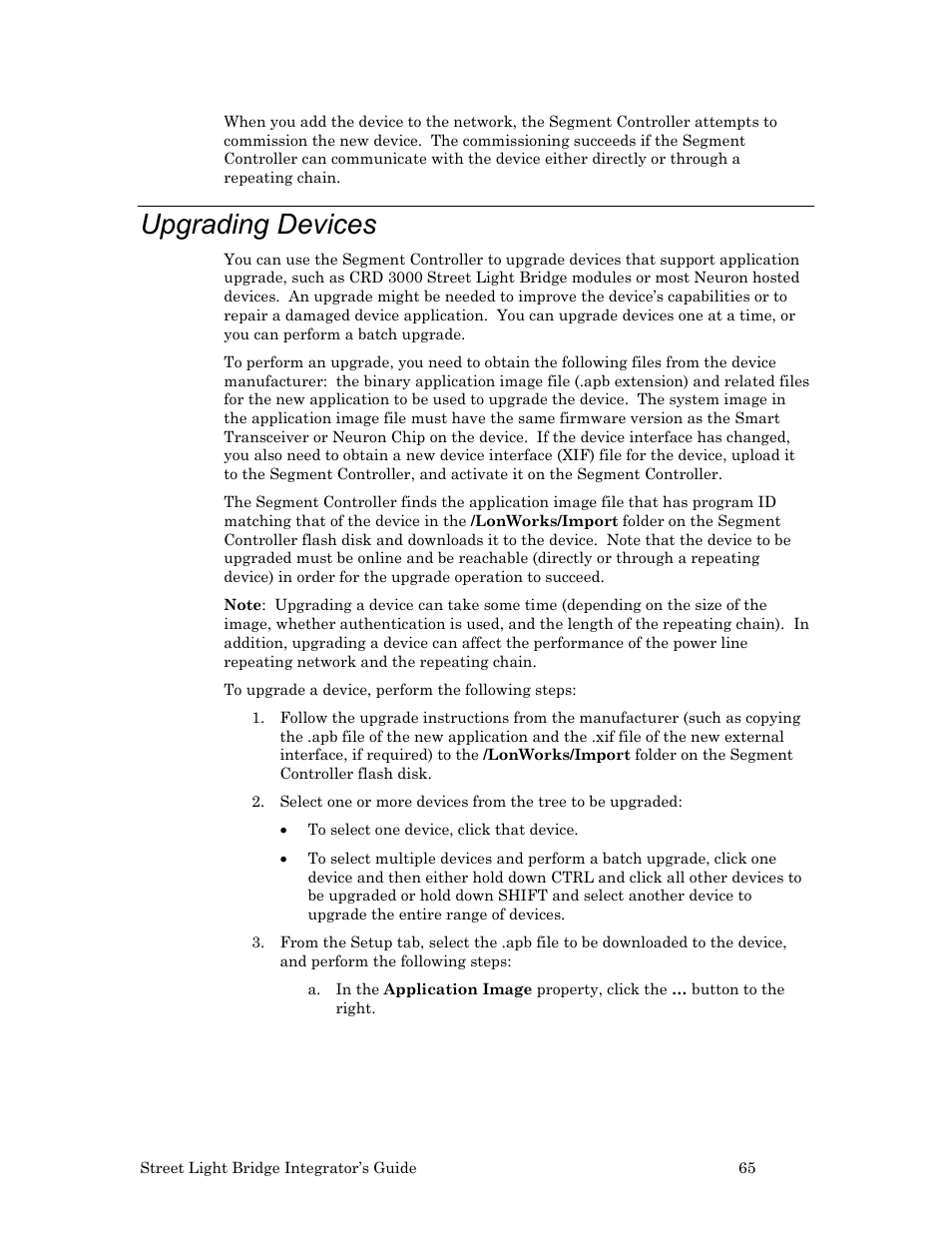 Upgrading devices | Echelon Lumewave CRD 3000 Street Light Bridge User Manual | Page 75 / 124