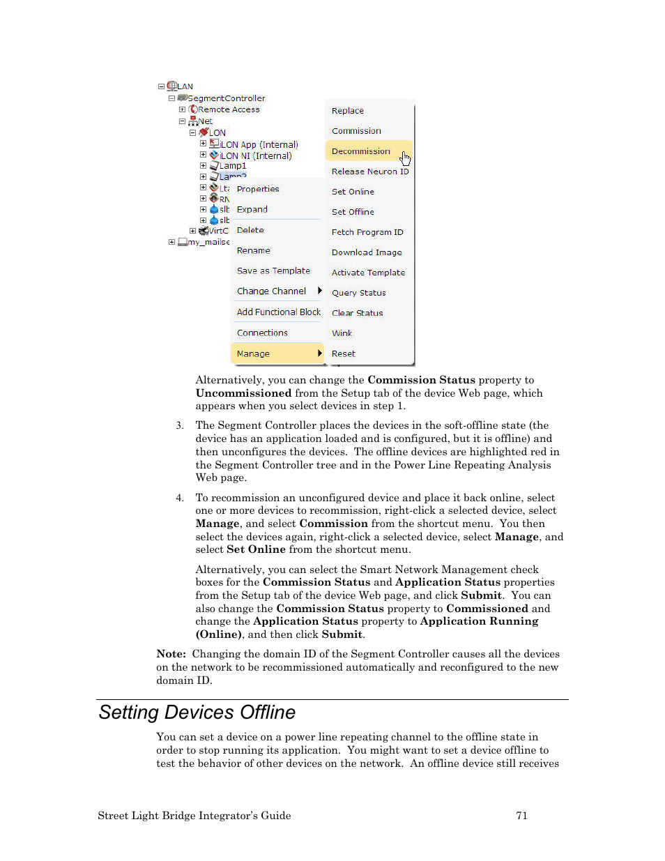 Setting devices offline | Echelon Lumewave CRD 3000 Street Light Bridge User Manual | Page 81 / 124