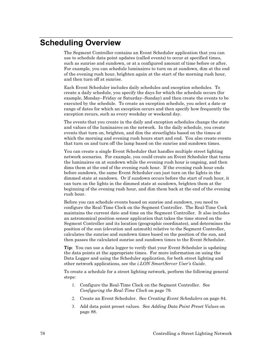Scheduling overview | Echelon Lumewave CRD 3000 Street Light Bridge User Manual | Page 88 / 124