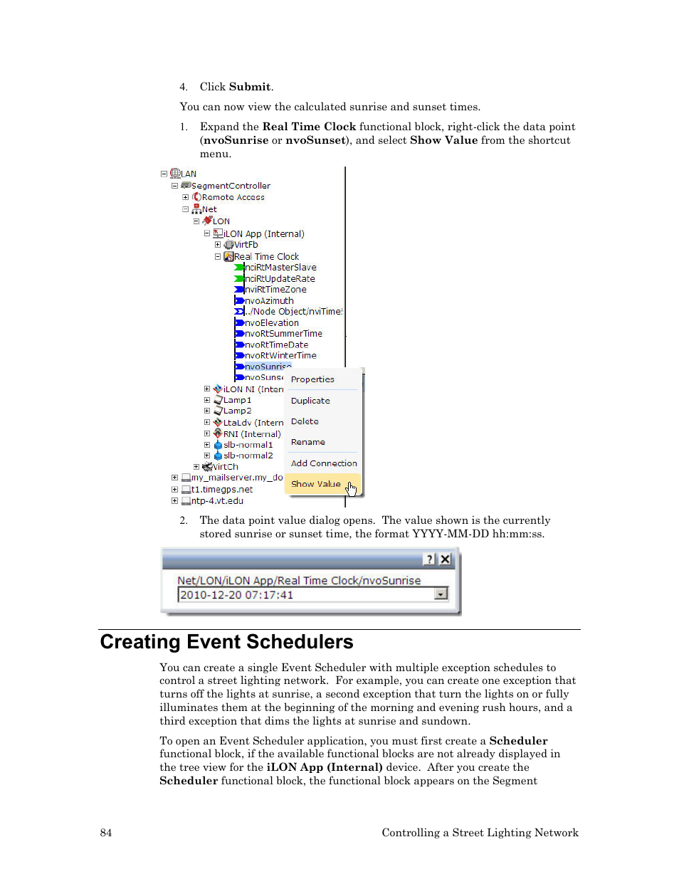 Creating event schedulers, Ee creating event schedulers | Echelon Lumewave CRD 3000 Street Light Bridge User Manual | Page 94 / 124