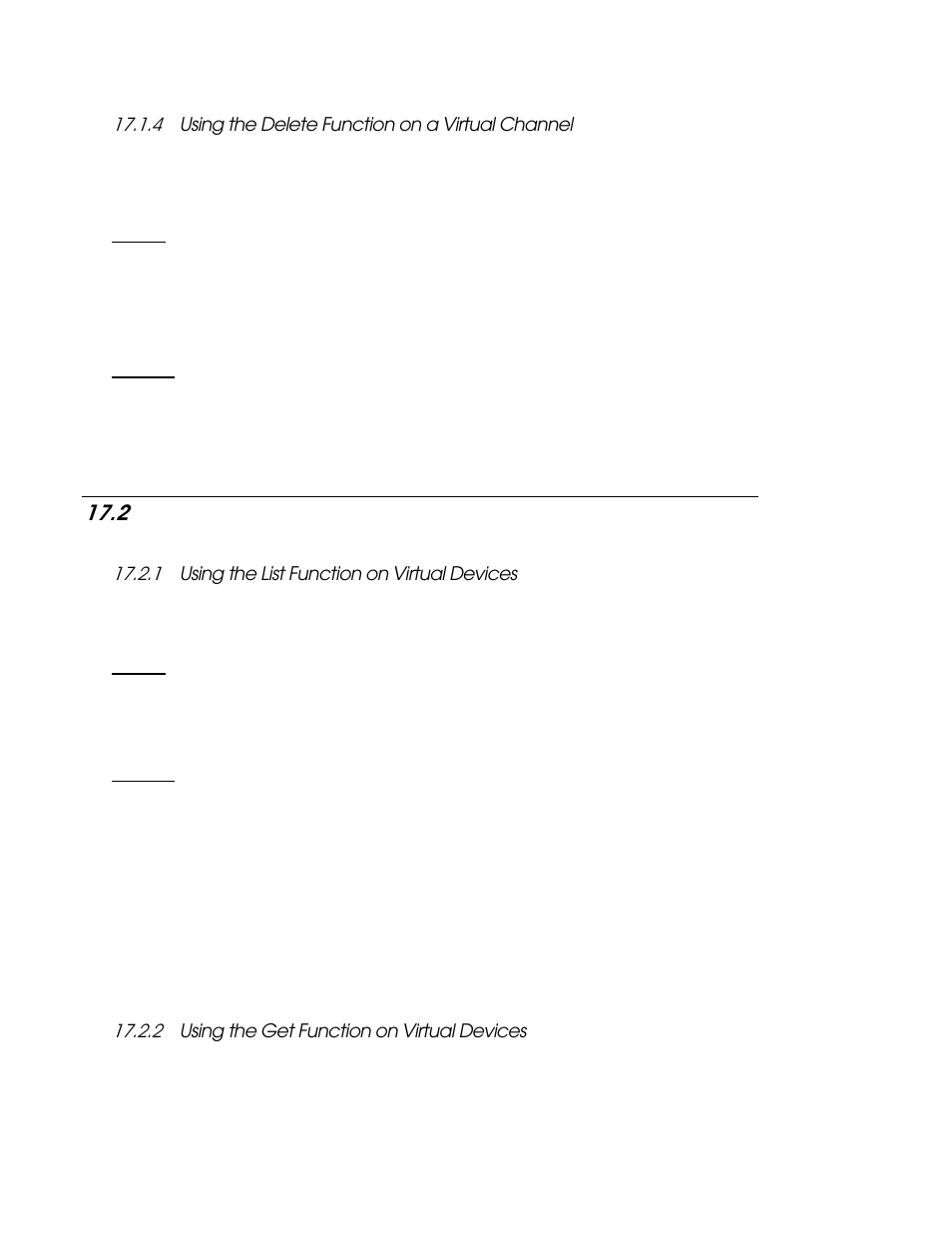 4 using the delete function on a virtual channel, 2 virtual devices, 1 using the list function on virtual devices | 2 using the get function on virtual devices, Using the delete function on a virtual channel -4, Virtual devices -4, Using the list function on virtual devices -4, Using the get function on virtual devices -4, Virtual devices | Echelon i.LON SmartServer 2.0 User Manual | Page 287 / 443