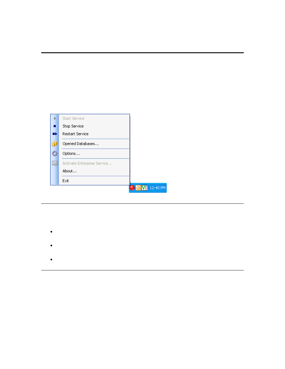 Using the echelon enterprise services tray tool, Starting and stopping the tomcat 6 server, Viewing and closing open lns databases | Echelon Enterprise Services 2.0 User Manual | Page 67 / 87