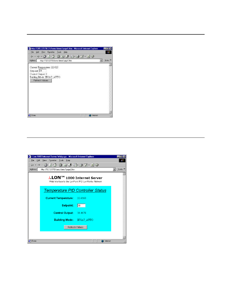 Demo1page1.htm demo1page2.htm | Echelon i.LON 1000 Internet Server User Manual | Page 32 / 39