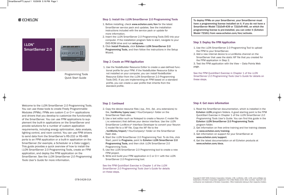 Echelon i.LON SmartServer 2.0 User Manual | 1 page