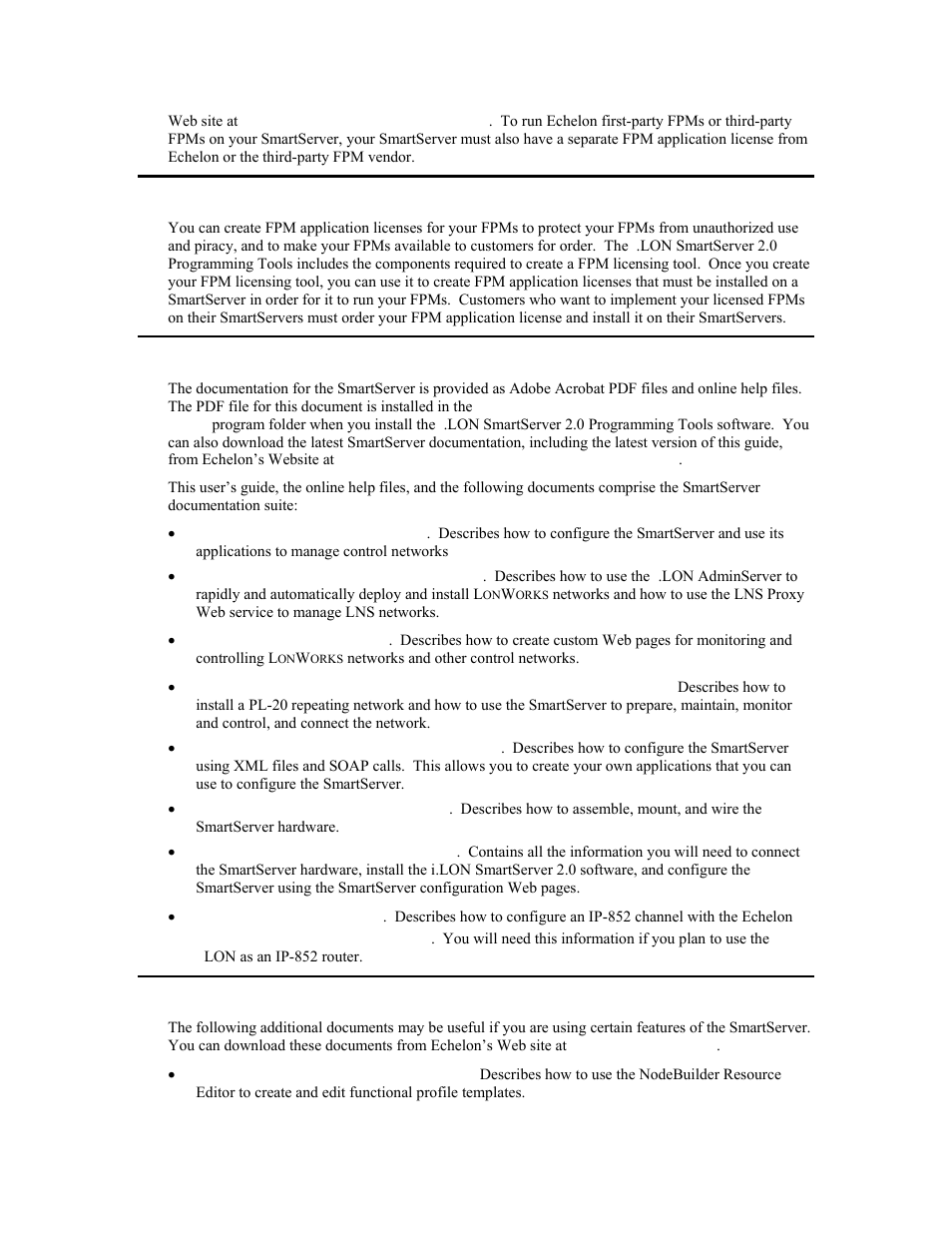Creating fpm application licenses, I.lon smartserver 2.0 documentation, Related reading | I. lon smartserver 2.0 documentation | Echelon i.LON SmartServer 2.0 User Manual | Page 11 / 266