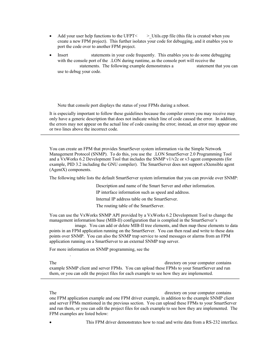 Using snmp support, Example fpm applications and drivers | Echelon i.LON SmartServer 2.0 User Manual | Page 116 / 266