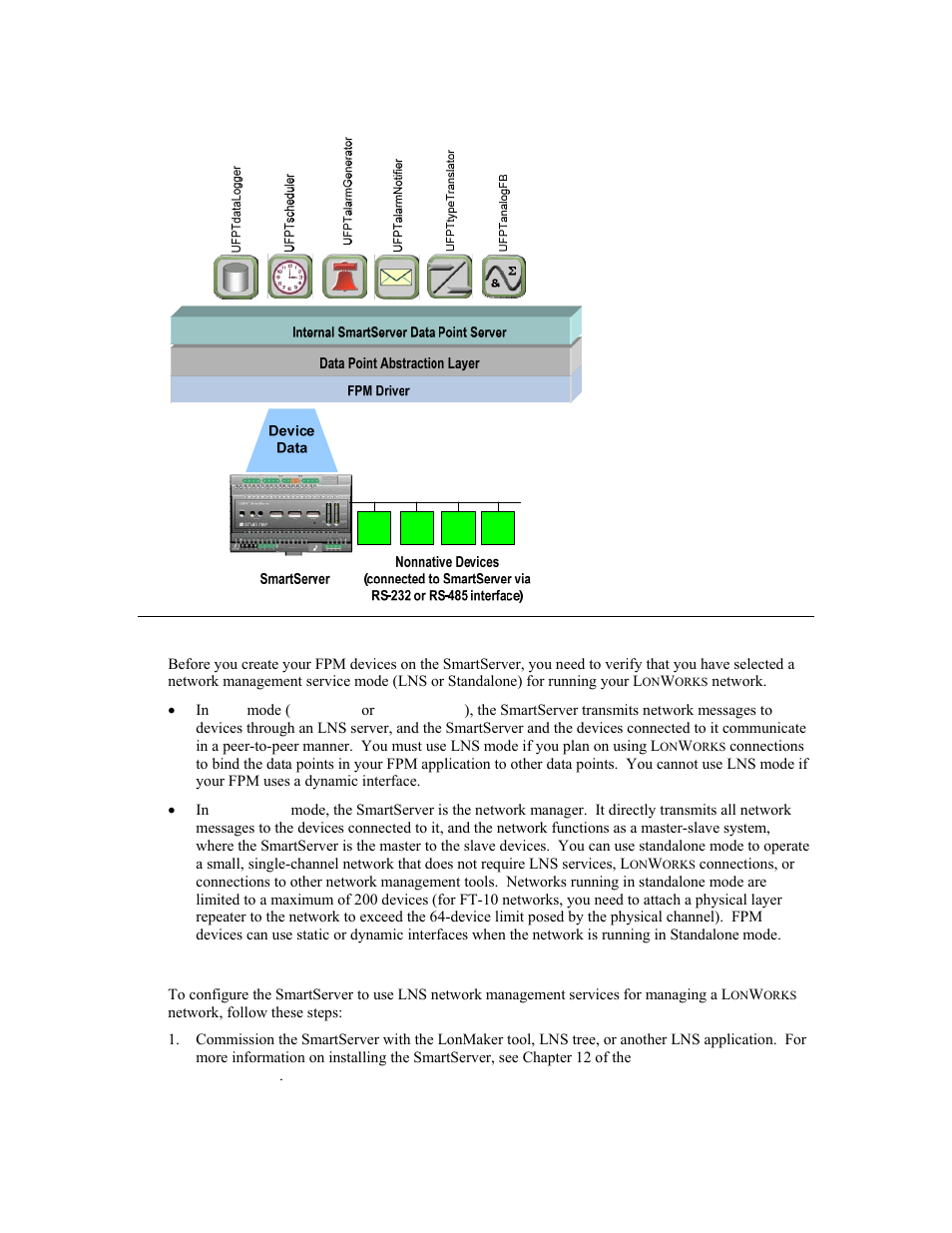 Selecting a network management service, Using lns network management services | Echelon i.LON SmartServer 2.0 User Manual | Page 126 / 266
