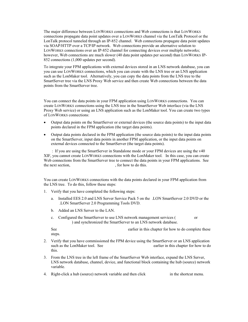 Creating lonworks connections, Connecting fpm data points with the lns tree, Creating l | Orks, Connections | Echelon i.LON SmartServer 2.0 User Manual | Page 137 / 266
