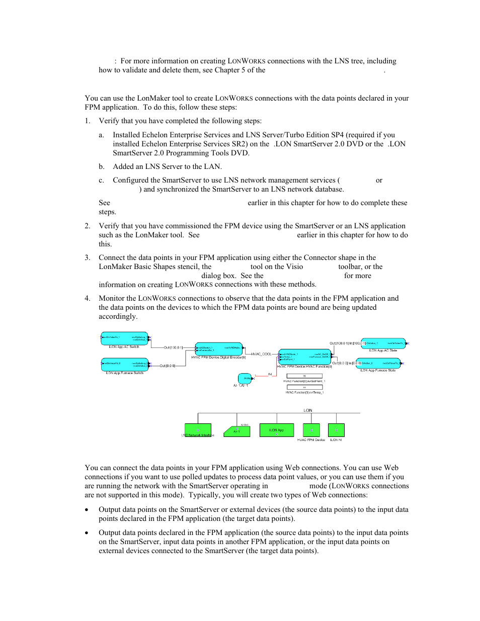 Connecting fpm data points with the lonmaker tool, Creating web connections | Echelon i.LON SmartServer 2.0 User Manual | Page 141 / 266