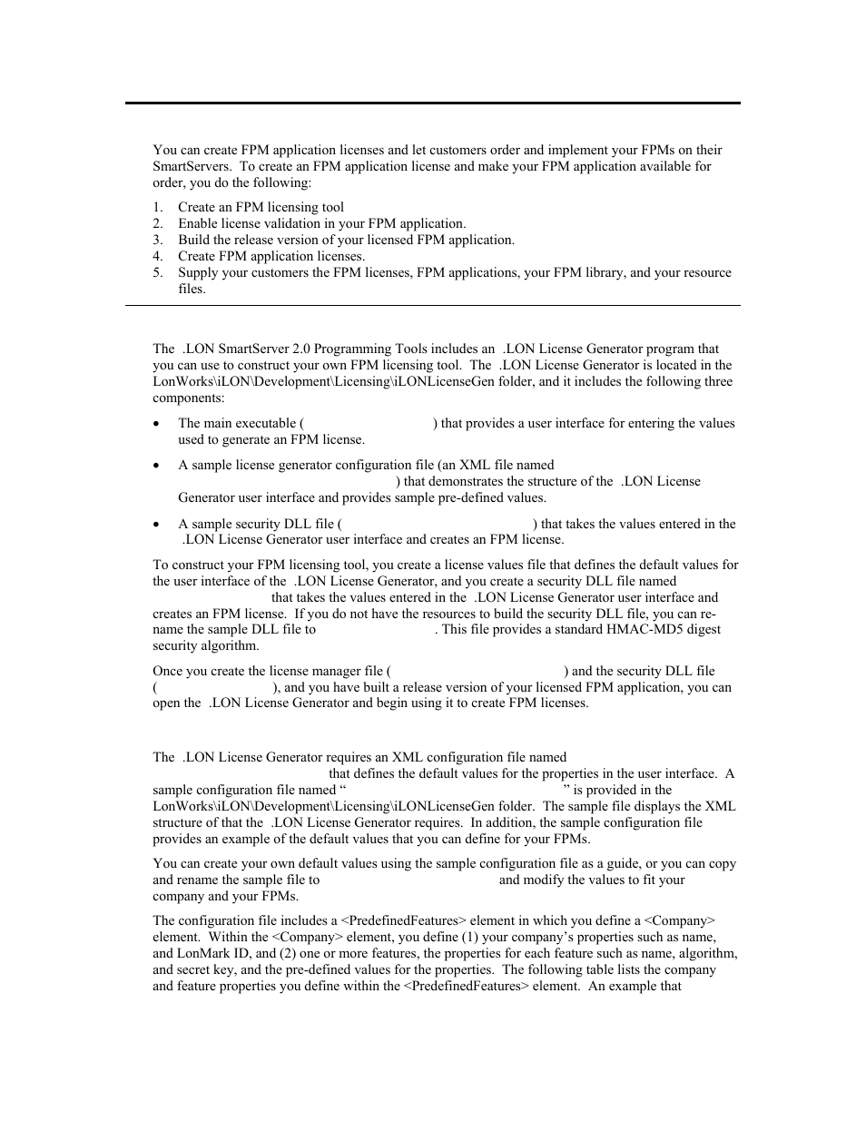 Licensing overview, Creating an fpm licensing tool, Creating a license generator configuration file | Echelon i.LON SmartServer 2.0 User Manual | Page 160 / 266