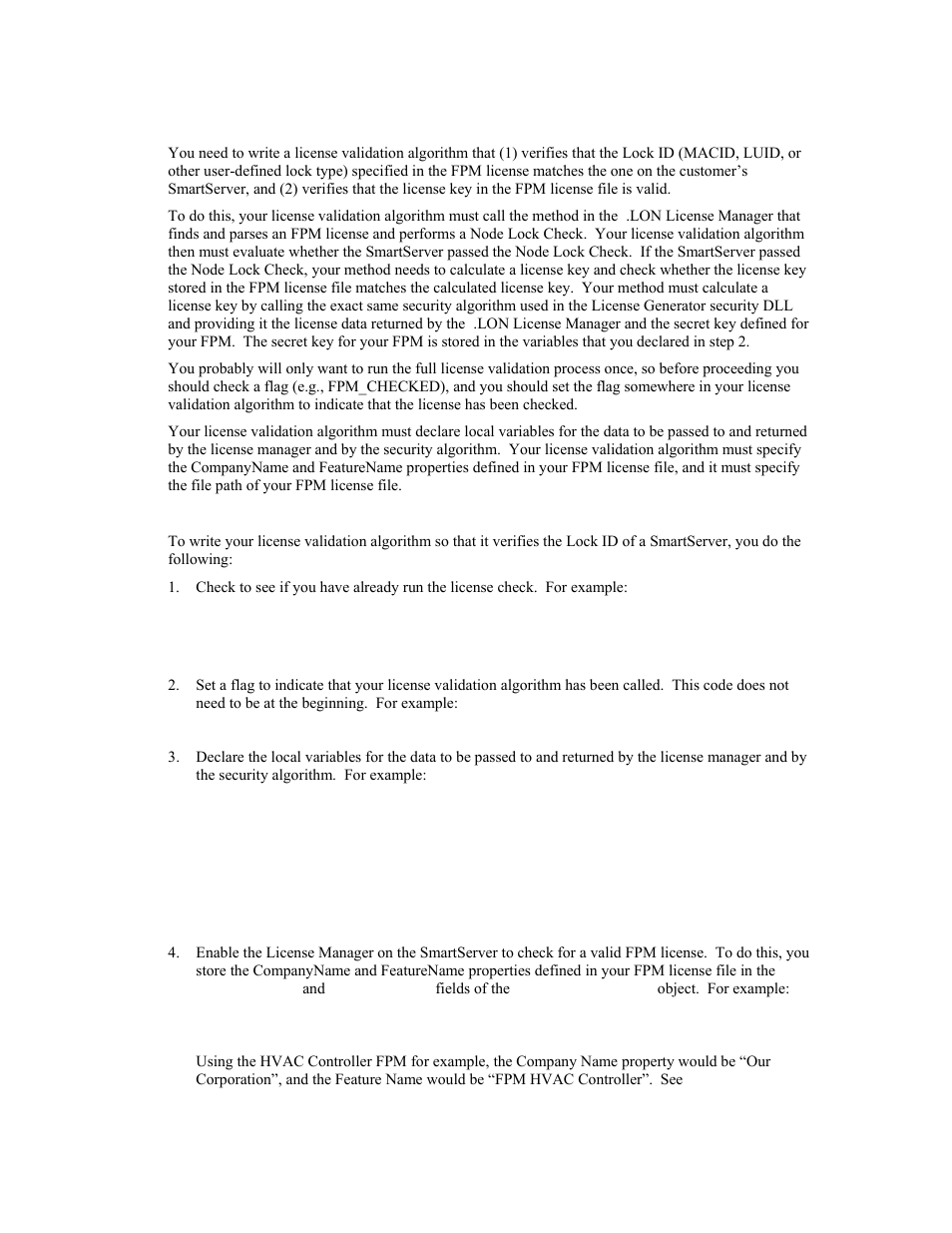 Step 4: writing the license validation algorithm, Verifying the lock id, Write the license validation algorithm to | Echelon i.LON SmartServer 2.0 User Manual | Page 170 / 266