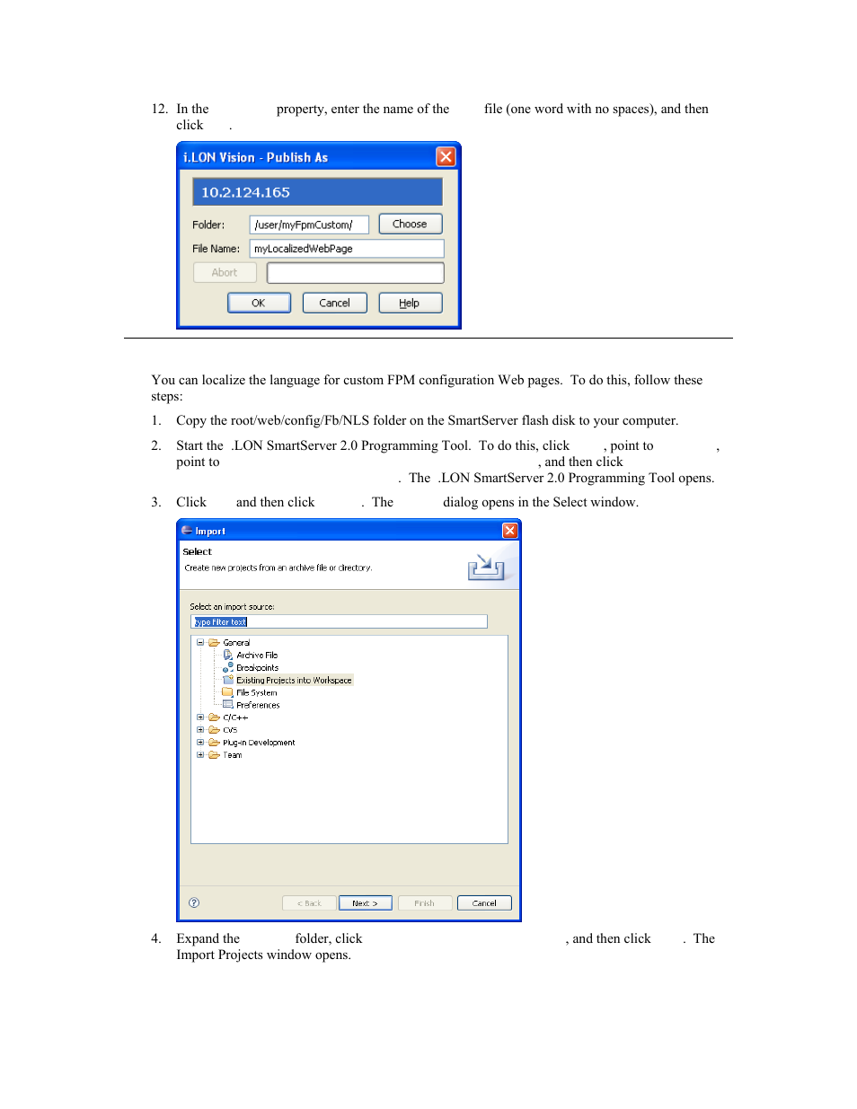 Creating localized fpm configuration web pages | Echelon i.LON SmartServer 2.0 User Manual | Page 196 / 266