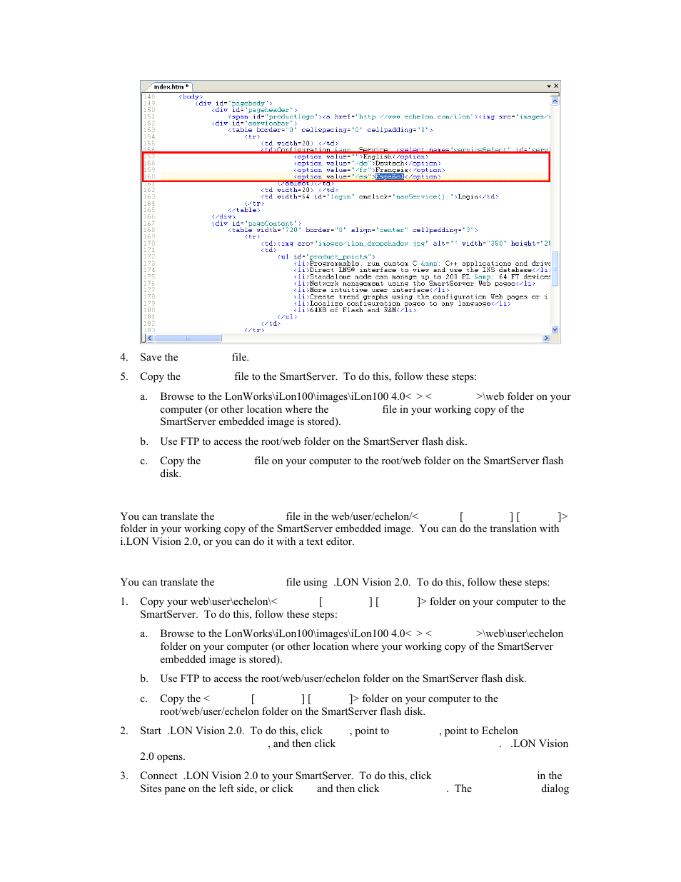 Translating the welcome.htm file | Echelon i.LON SmartServer 2.0 User Manual | Page 201 / 266