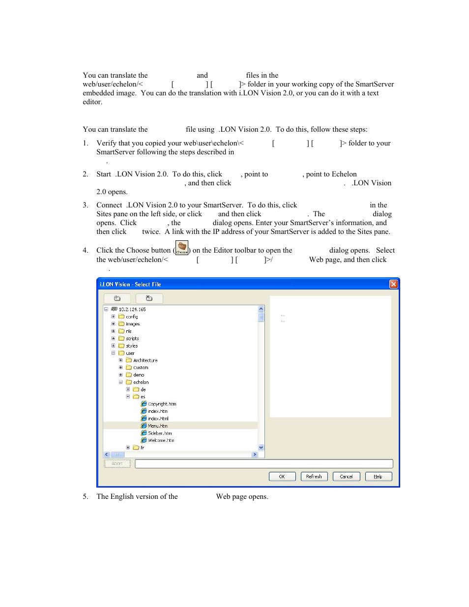 Translating the menu.htm file | Echelon i.LON SmartServer 2.0 User Manual | Page 205 / 266