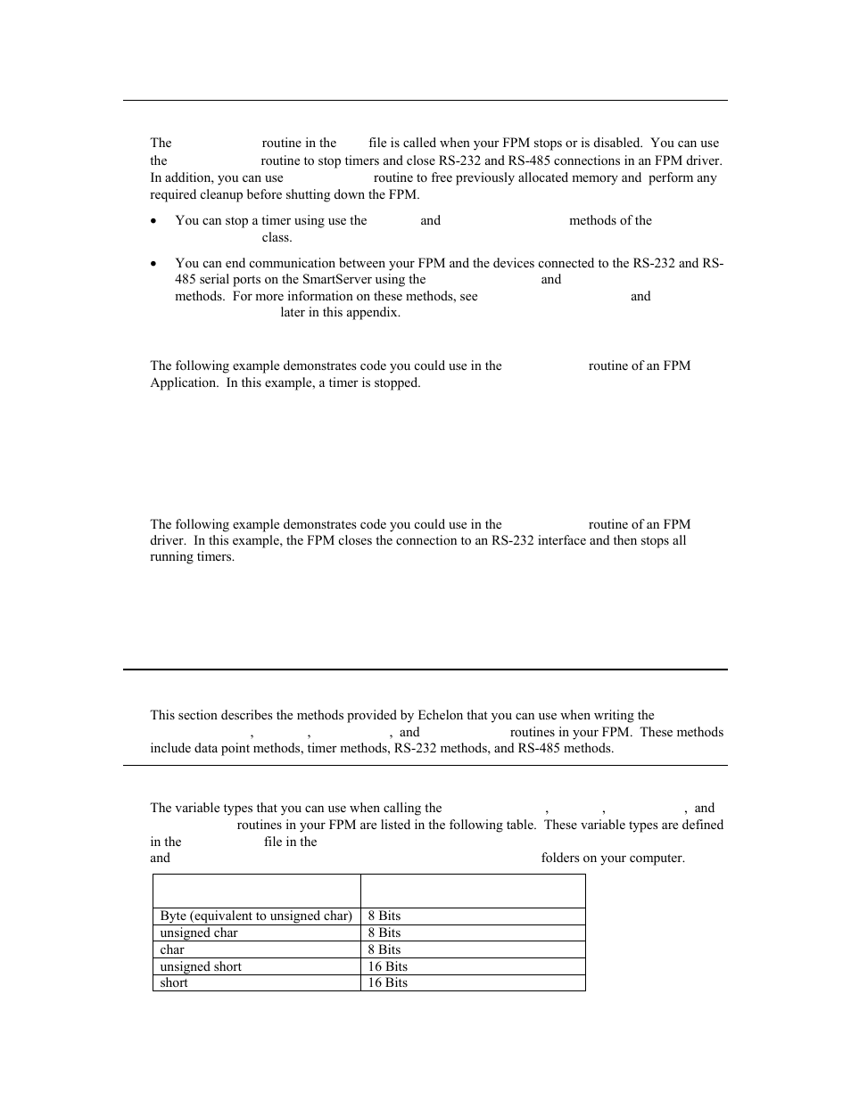 Shutdown(), Fpm application example, Fpm driver example | Methods, Variable types, See methods fo | Echelon i.LON SmartServer 2.0 User Manual | Page 222 / 266