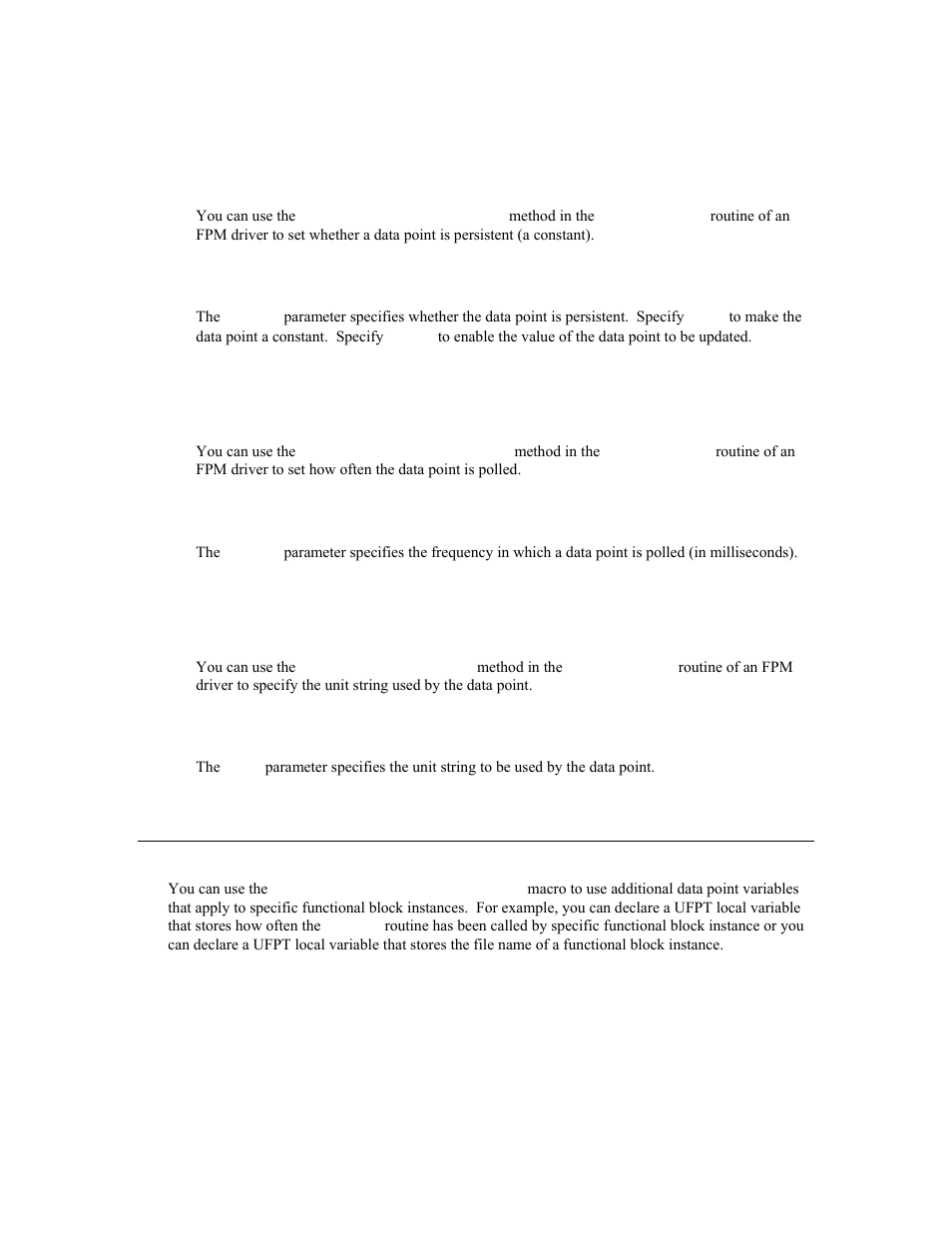 Setdpproperty(persist), Setdpproperty(pollrate), Setdpproperty(unit) | Ufpt local variables | Echelon i.LON SmartServer 2.0 User Manual | Page 231 / 266