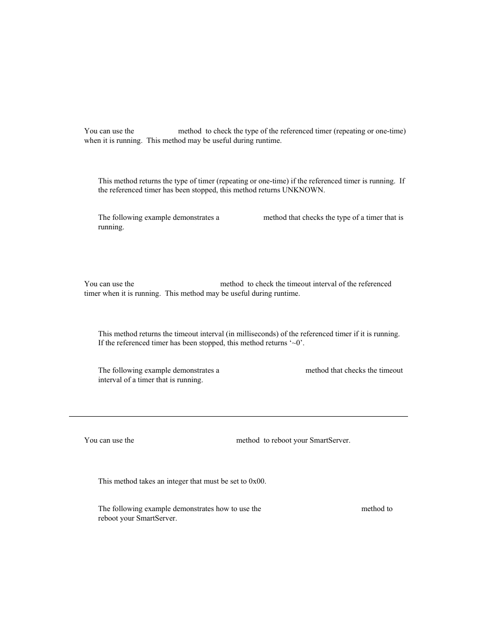 Getmode(), Gettimeoutmillis(), Reboot method | See rs-232 interface methods | Echelon i.LON SmartServer 2.0 User Manual | Page 238 / 266