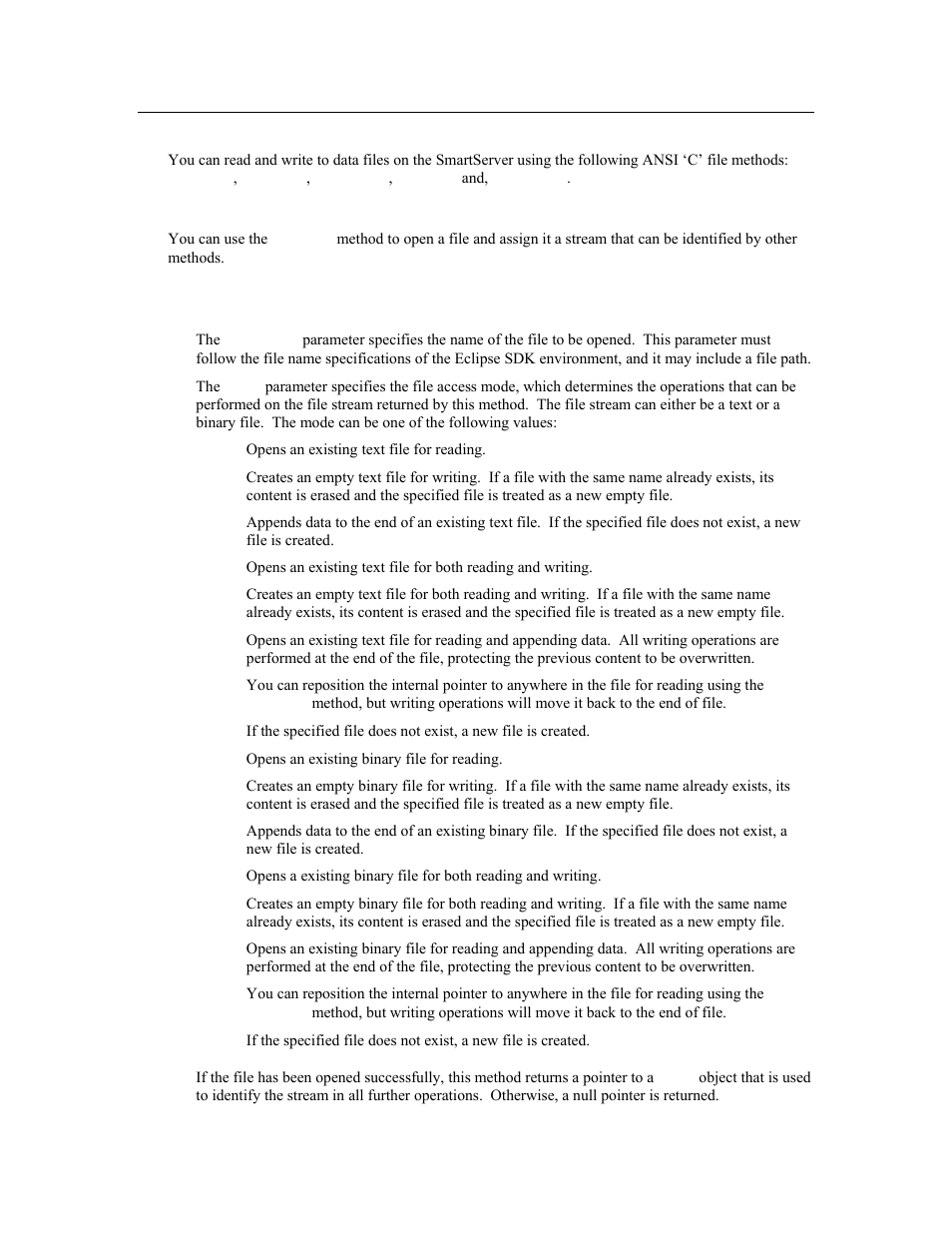 File access methods, Fopen() | Echelon i.LON SmartServer 2.0 User Manual | Page 247 / 266