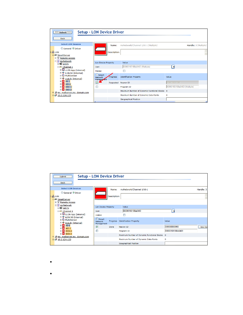 Manually acquiring the neuron id | Echelon i.LON SmartServer 2.0 Power Line User Manual | Page 44 / 144