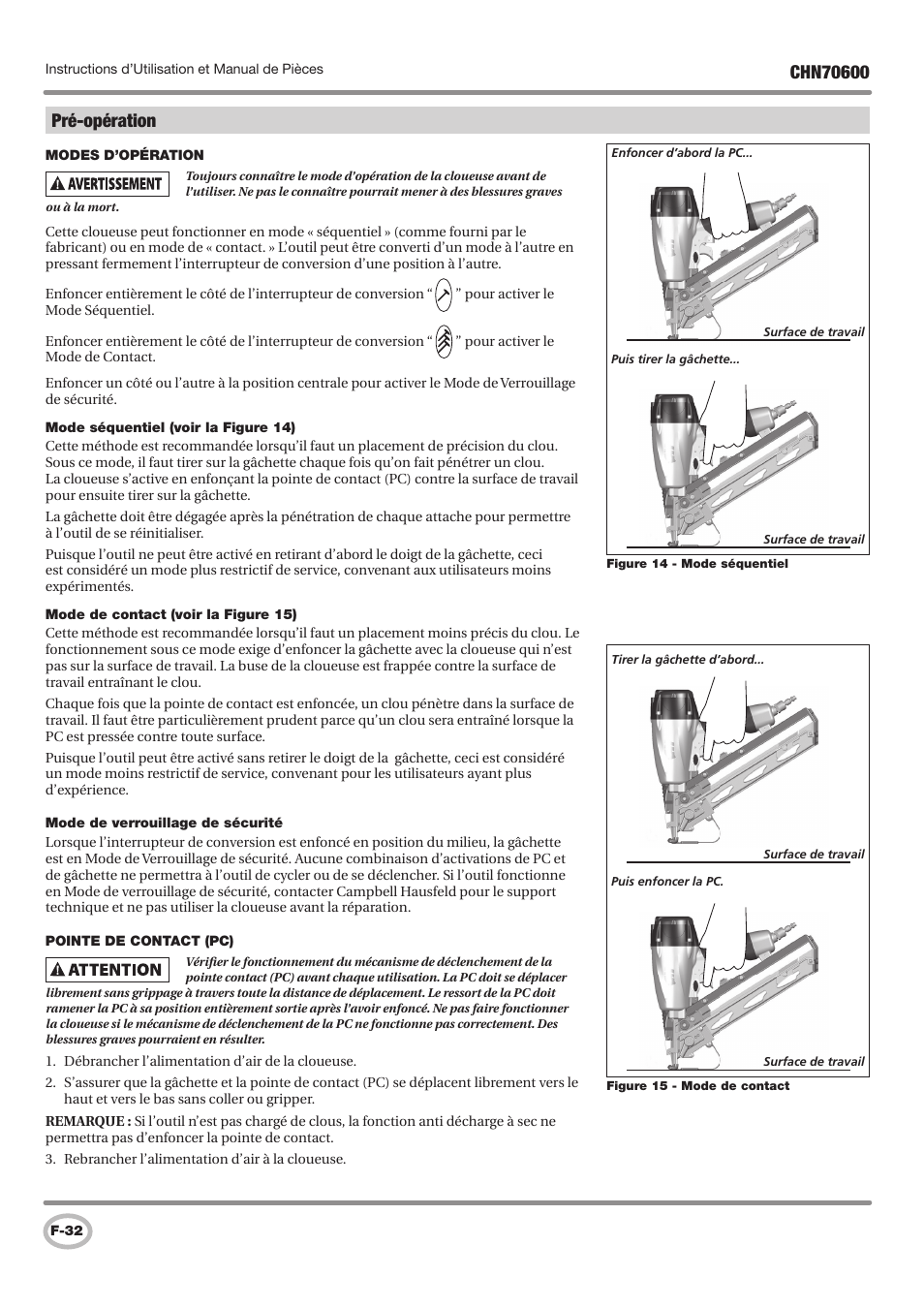 Pré-opération | Campbell Hausfeld IN727501AV User Manual | Page 32 / 60