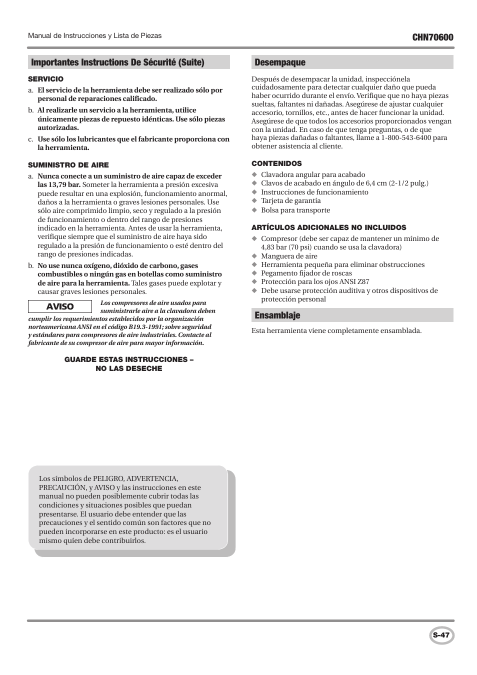 Ensamblaje | Campbell Hausfeld IN727501AV User Manual | Page 47 / 60