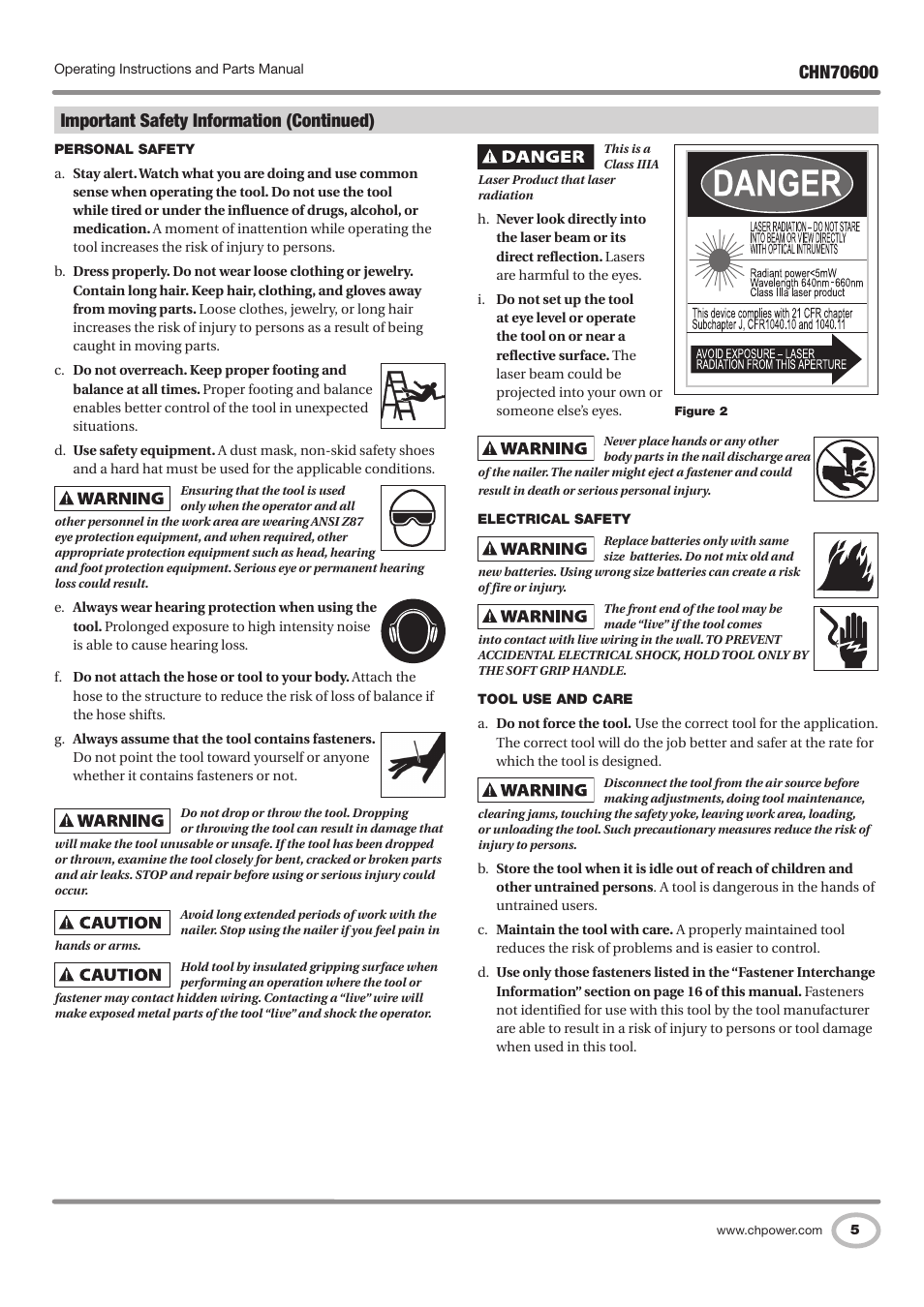 Important safety information (continued) | Campbell Hausfeld IN727501AV User Manual | Page 5 / 60