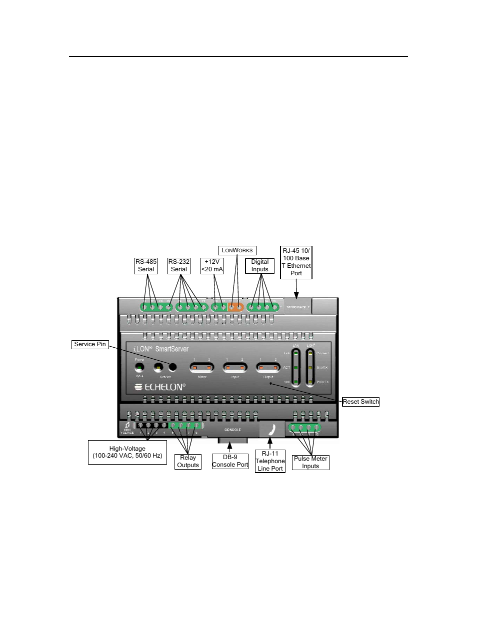 Wiring the smartserver connections | Echelon SmartServer 2.2 Hardware User Manual | Page 17 / 37