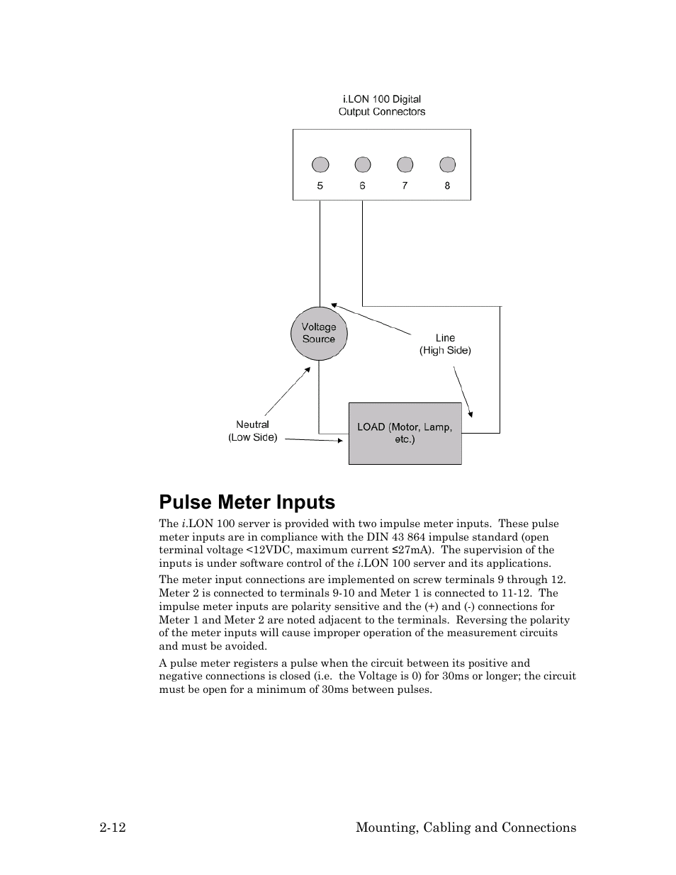 Pulse meter inputs, Pulse meter inputs -12 | Echelon i.LON 100 e2 Internet Server User Manual | Page 26 / 96